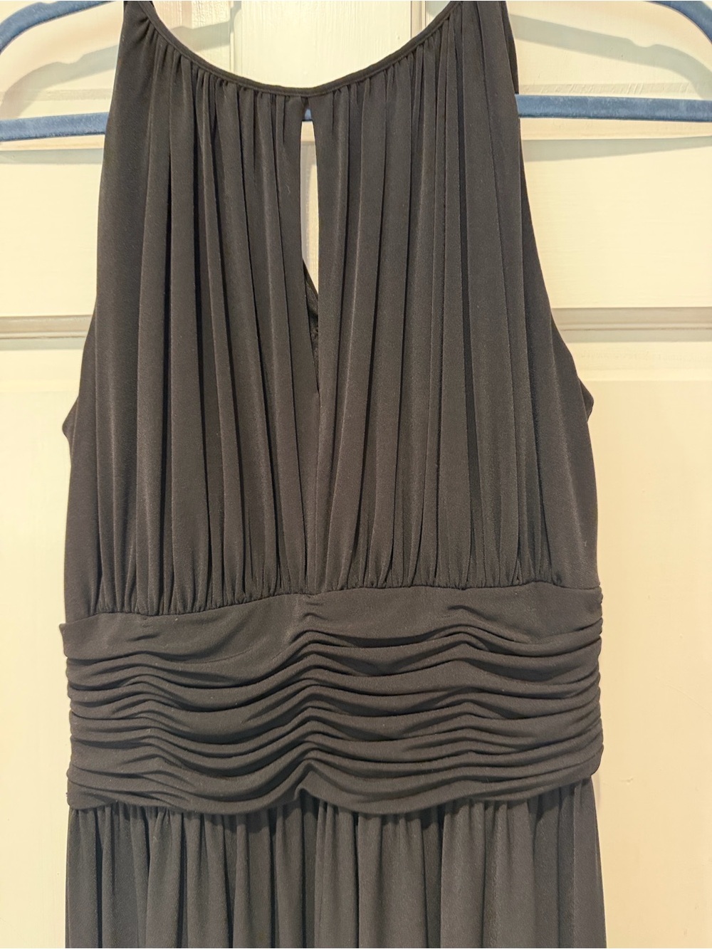White House Black Market Black Halter Maxi Dress with Ruched Waist - Picture 5 of 8